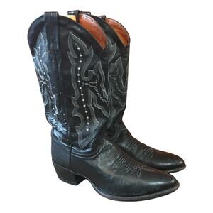 Justin Vintage Ranch Calf Boots Mens 9 D Black Leather 0375 Western Cowboy Rodeo